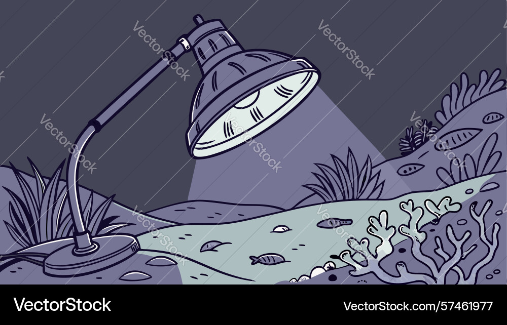 Mysterious lamp glowing on dark path design vector image