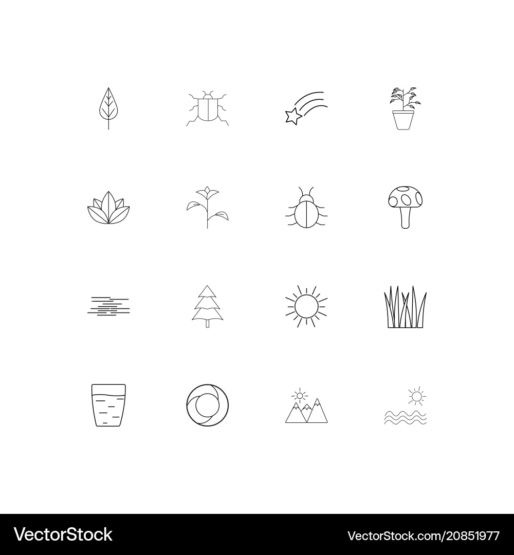 Nature linear thin icons set outlined simple Vector Image