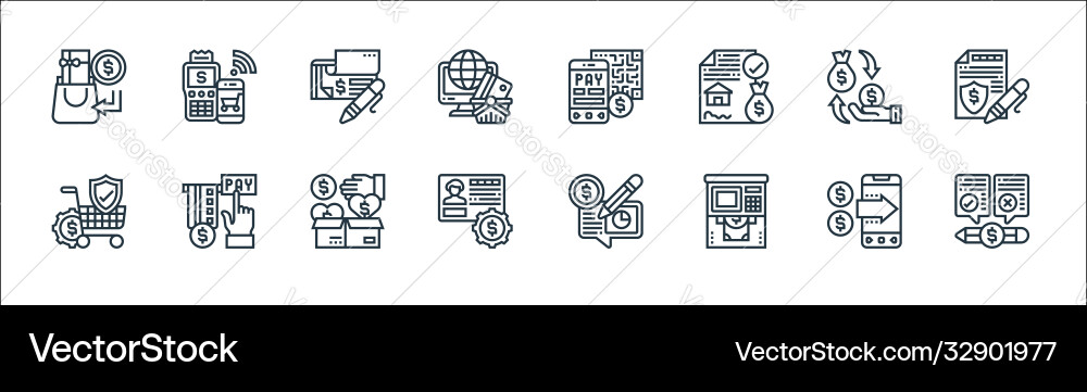 Payment element line icons linear set quality Payment element line icons linear set quality vector image