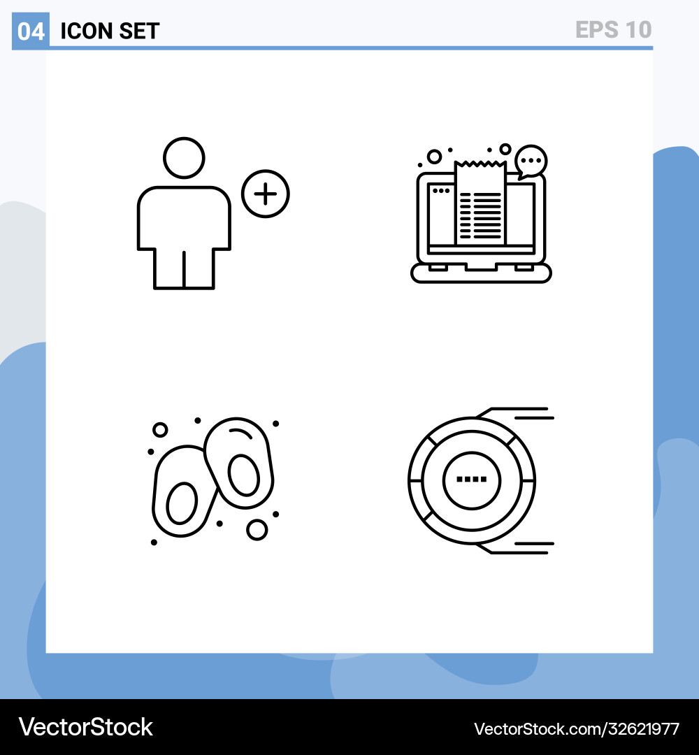 Set 4 filledline flat colors on grid for add Vector Image
