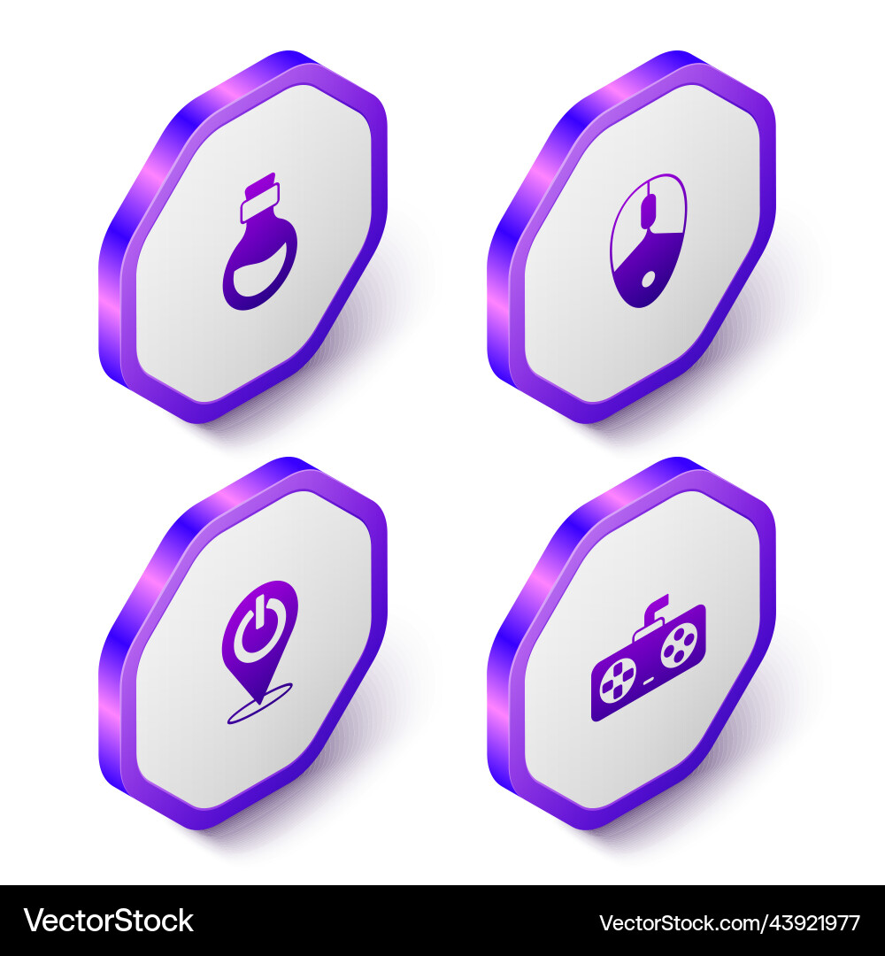 Set isometric bottle with magic elixir computer Set isometric bottle with magic elixir computer vector image