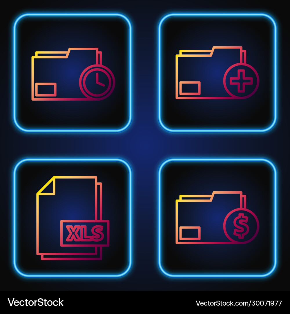 Set line finance document folder xls file Set line finance document folder xls file Vector Image