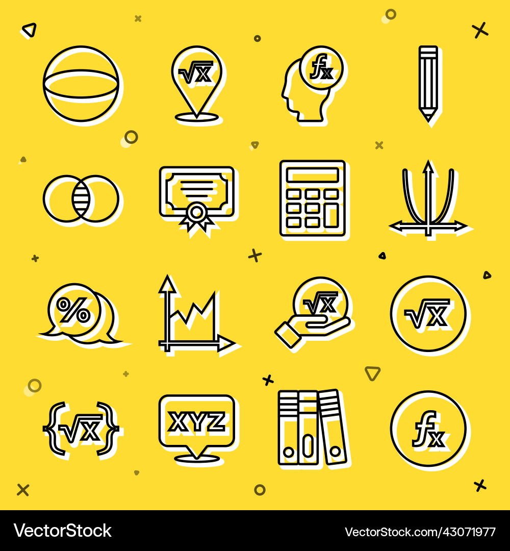 Set line function mathematical symbol square root Set line function mathematical symbol square root Vector Image