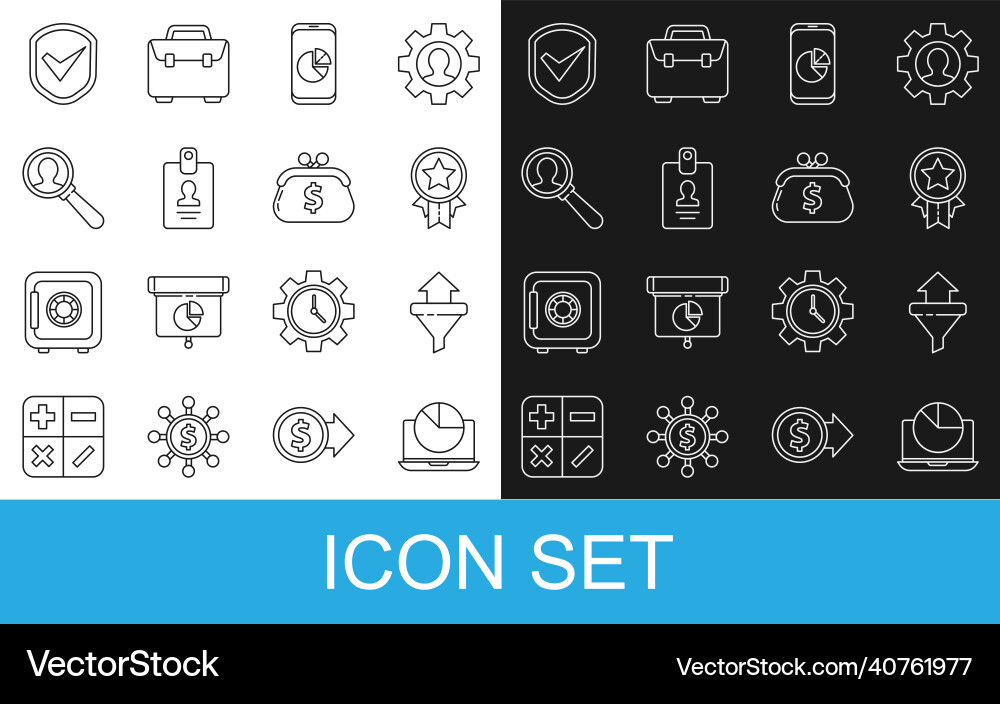 Set line laptop with graph chart sales funnel Set line laptop with graph chart sales funnel vector image
