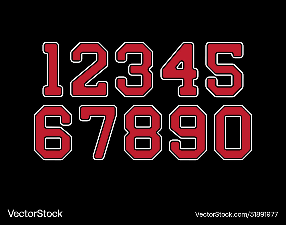 Set numbers with red and white typography Set numbers with red and white typography Vector Image