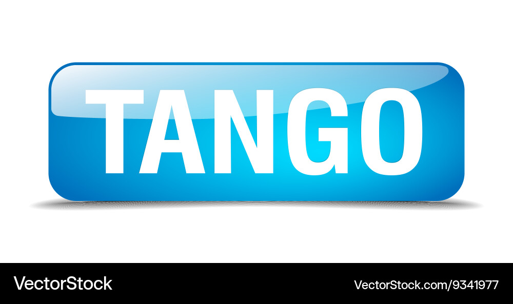 Tango blue square 3d realistic isolated web button vector image