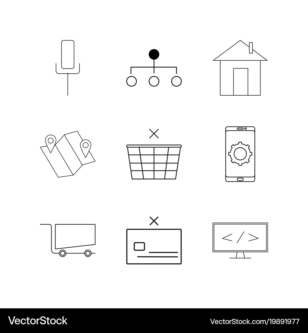 Web linear icon set simple outline icons vector image
