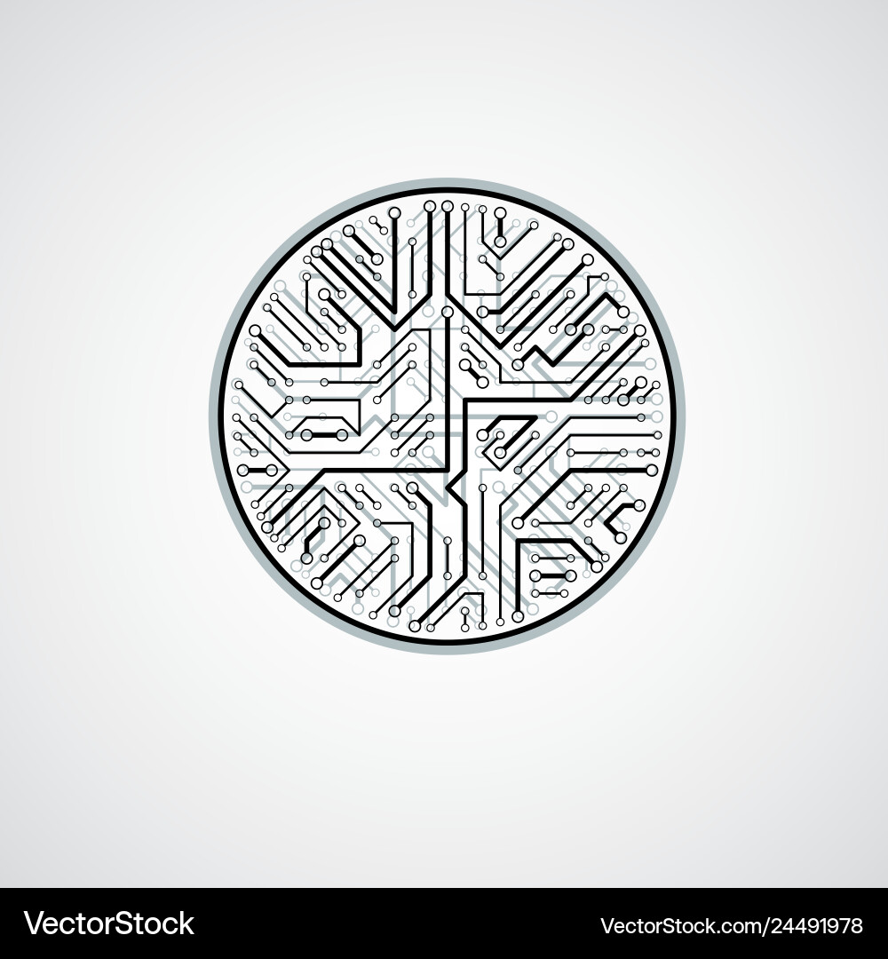 Abstract technology with round monochrome circuit Abstract technology with round monochrome circuit vector image