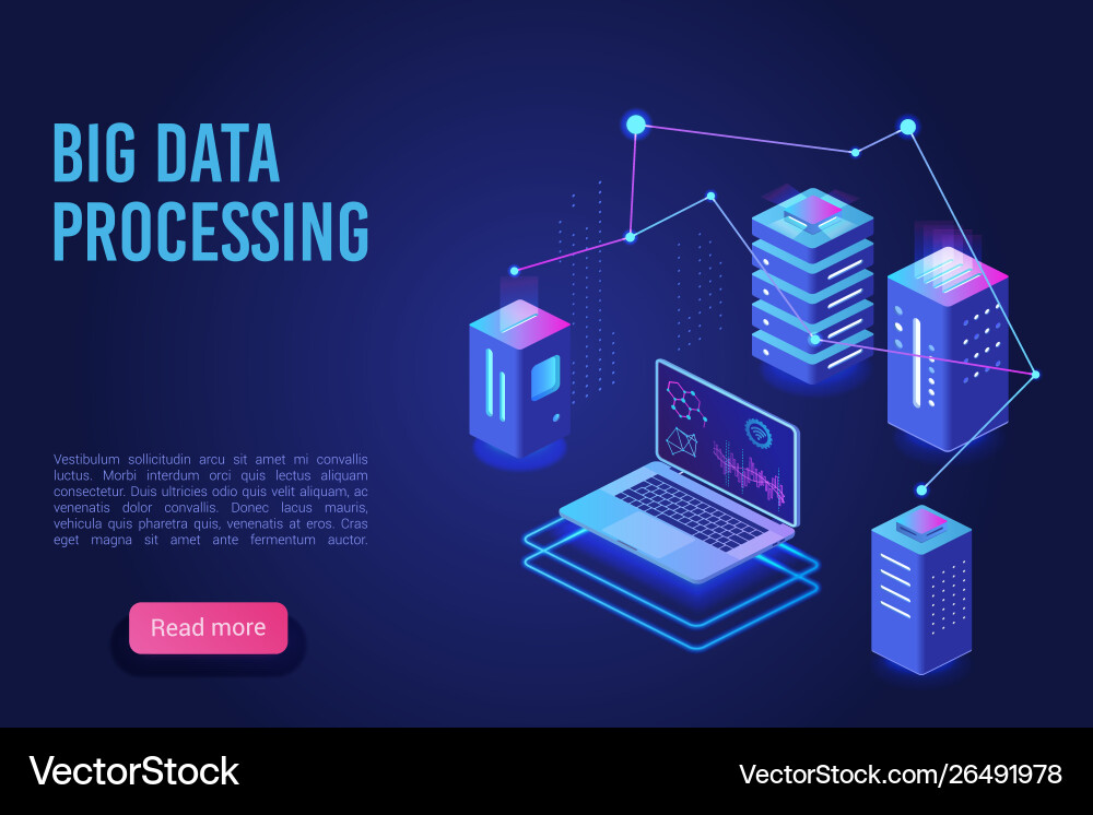 Big Data Analytics Landing Page vector image