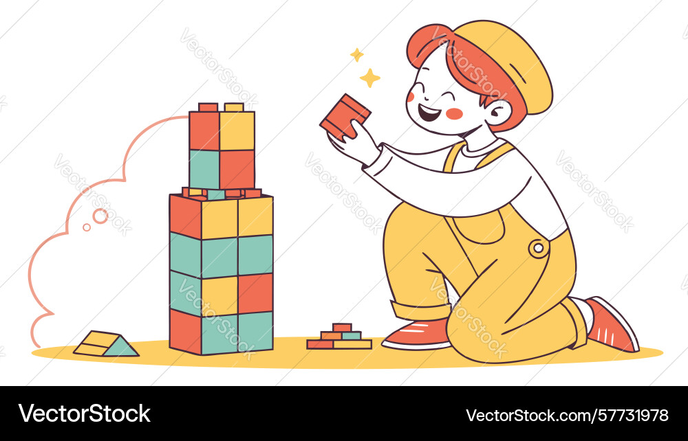 Child building block structure learning through vector image