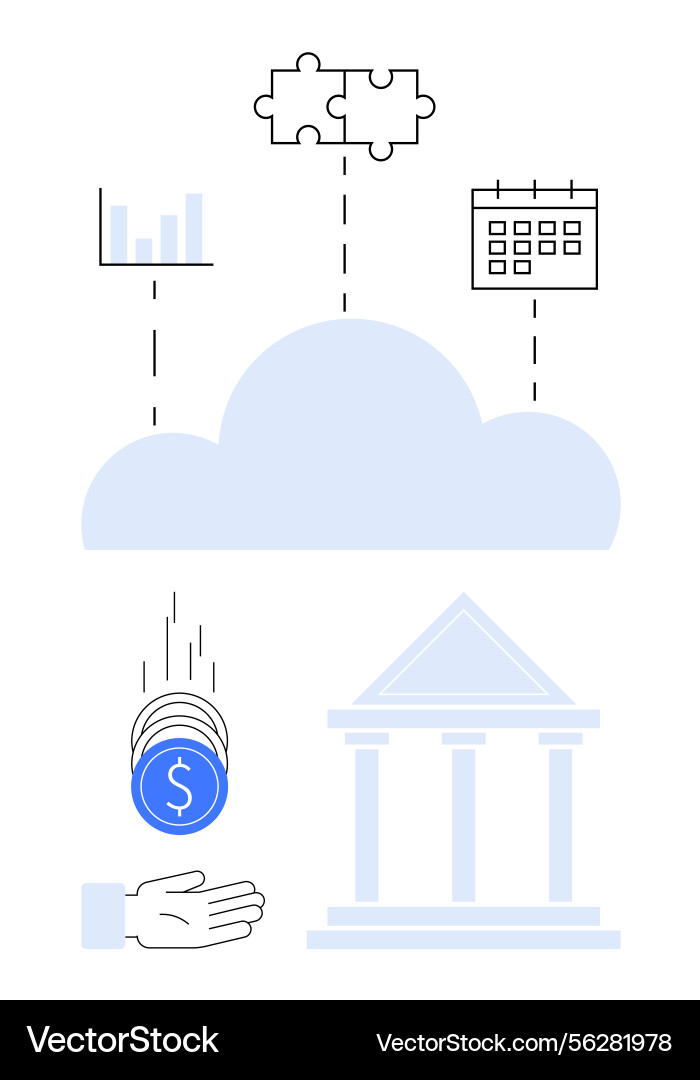 Cloud-based financial integration with analytics Cloud-based financial integration with analytics vector image