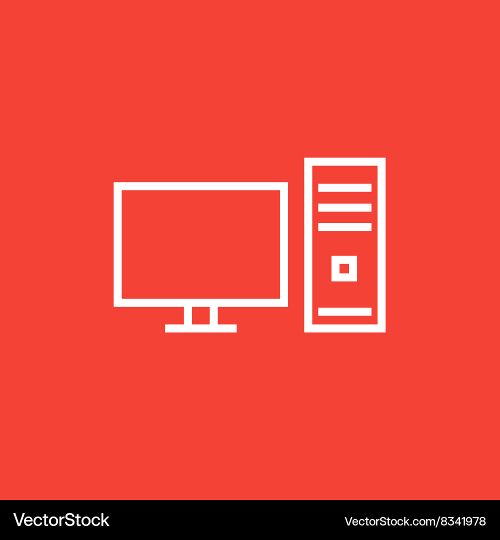 Cpu and monitor line icon Vector Image