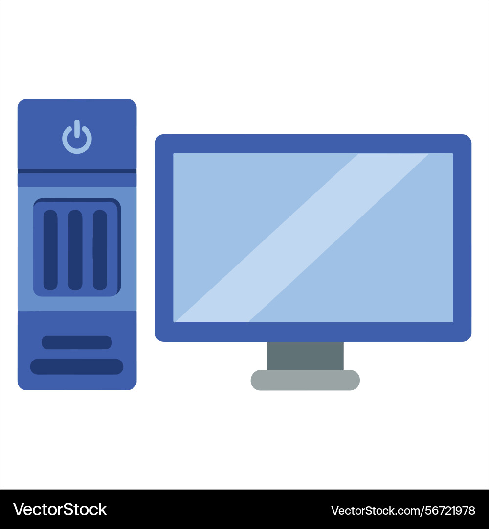 Desktop computer and monitor for work or gamingit Desktop computer and monitor for work or gamingit vector image