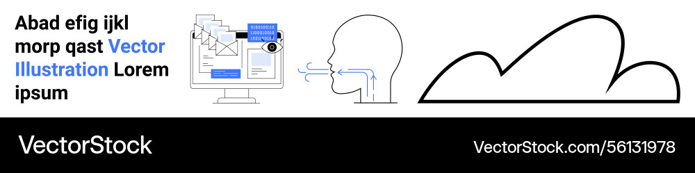 Digital interaction concept with computer Digital interaction concept with computer vector image