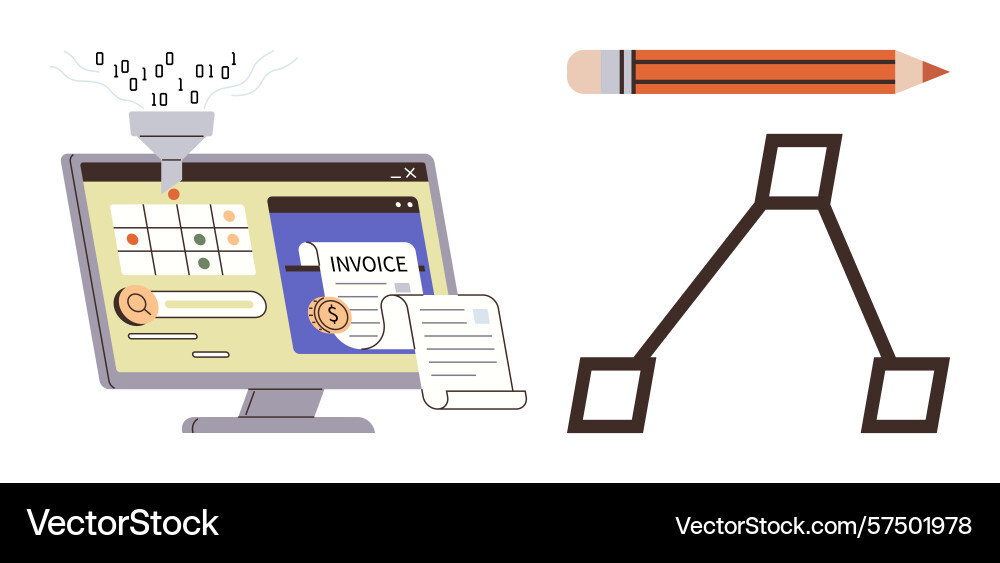 Digital invoice processing and data visualization Digital invoice processing and data visualization vector image