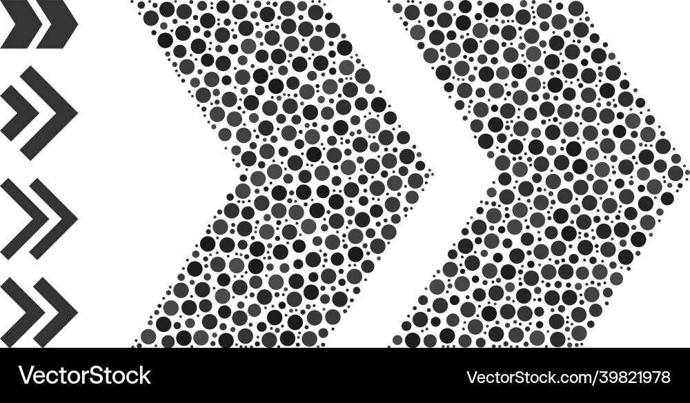 Dotted shift right composition of rounded dots Dotted shift right composition of rounded dots vector image