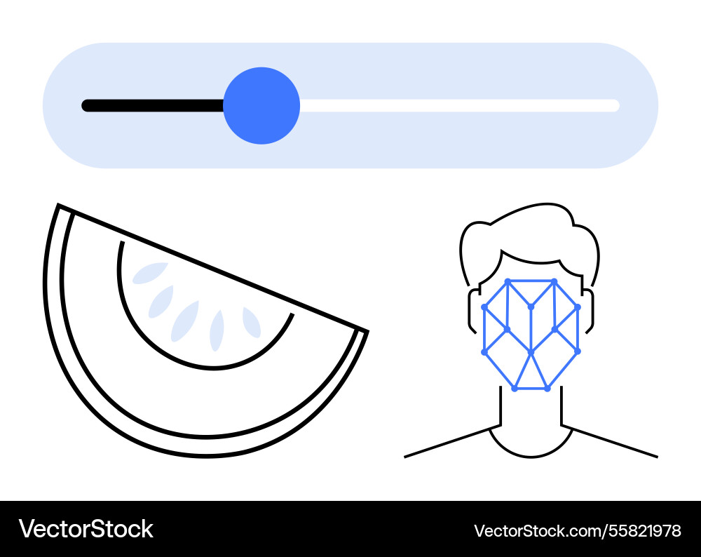Facial recognition user control slider Facial recognition user control slider vector image