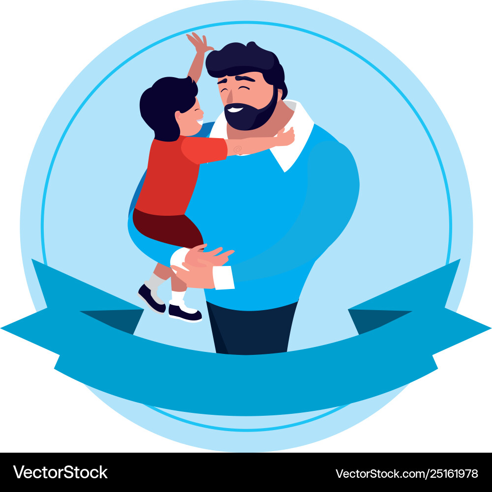 Father with son characters in frame Vector Image