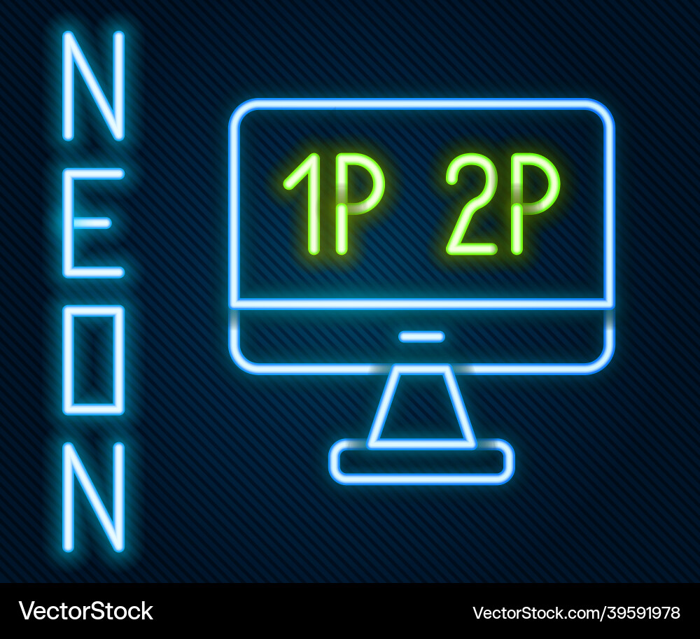 Glowing neon line computer monitor screen icon Vector Image
