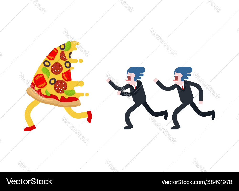 Man runs for pizza isolated hunger Man runs for pizza isolated hunger vector image