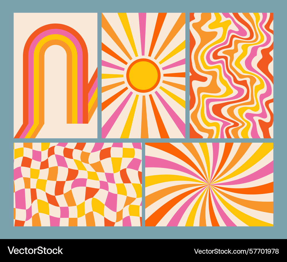 Retro patterns and groovy backgrounds abstract vector image