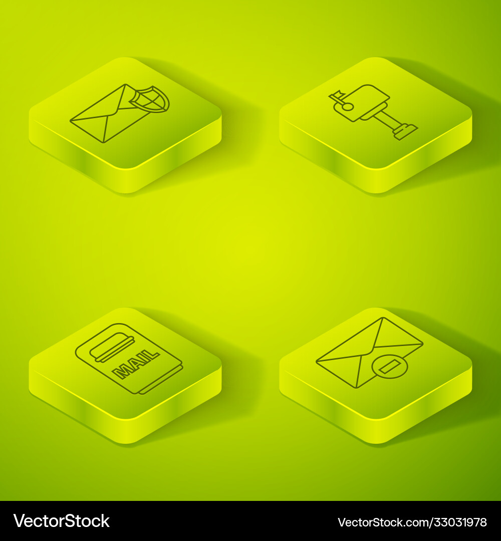 Set isometric mail box delete envelope Set isometric mail box delete envelope vector image