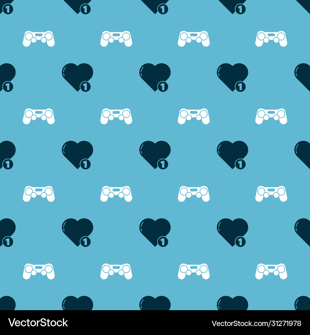 Set like and heart gamepad on seamless pattern Set like and heart gamepad on seamless pattern vector image