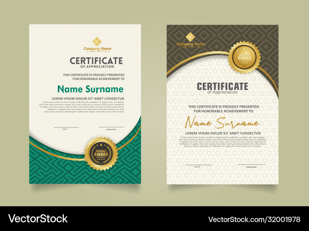 Set modern certificate template with dynamic vector image