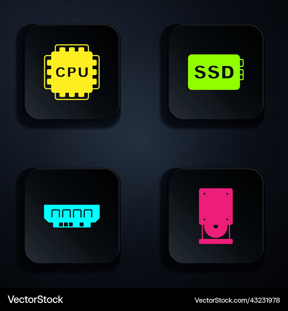 Set optical disc drive processor with cpu ram Set optical disc drive processor with cpu ram Vector Image
