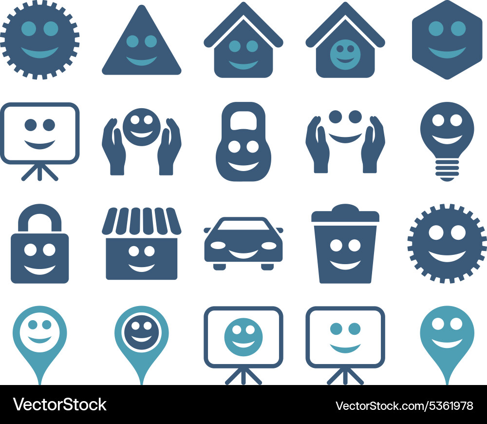 Tools options smiles objects icons Vector Image