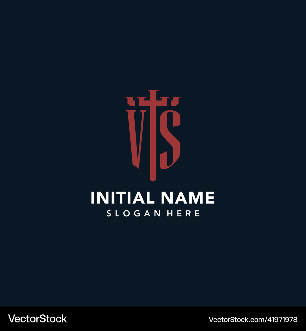 Vs initial monogram logos with sword and shield Vector Image