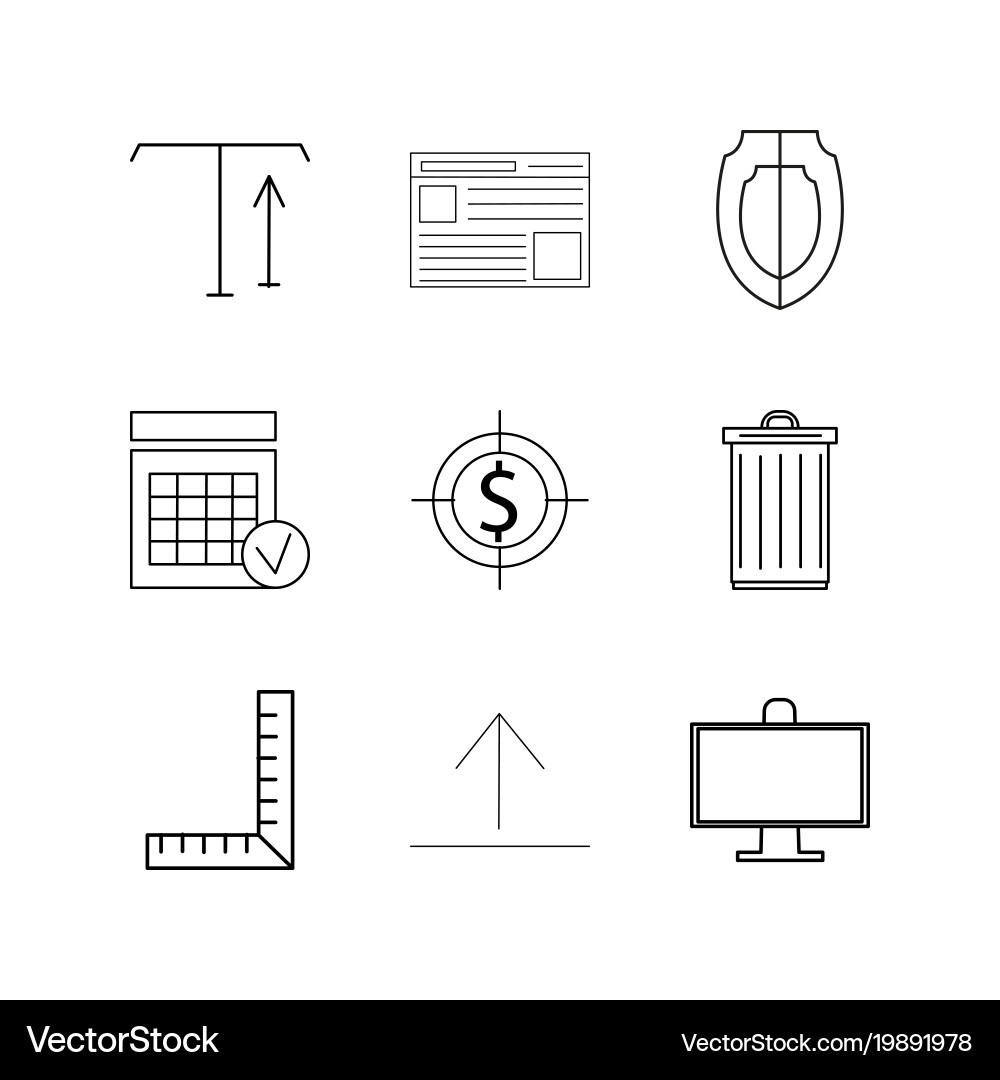 Web linear icon set simple outline icons vector image