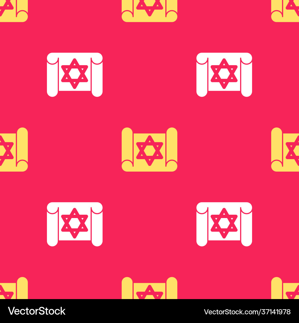 Yellow torah scroll icon isolated seamless pattern Yellow torah scroll icon isolated seamless pattern vector image