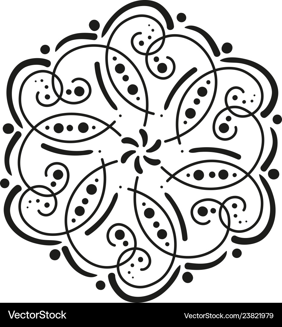 Black and white round pattern hexagonal tile Black and white round pattern hexagonal tile vector image