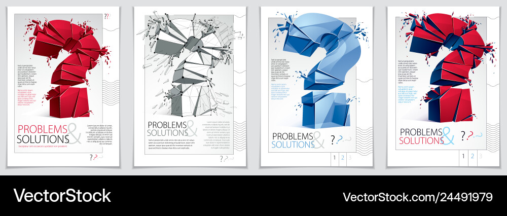 Broken question mark exploding brochure or flyer Broken question mark exploding brochure or flyer vector image