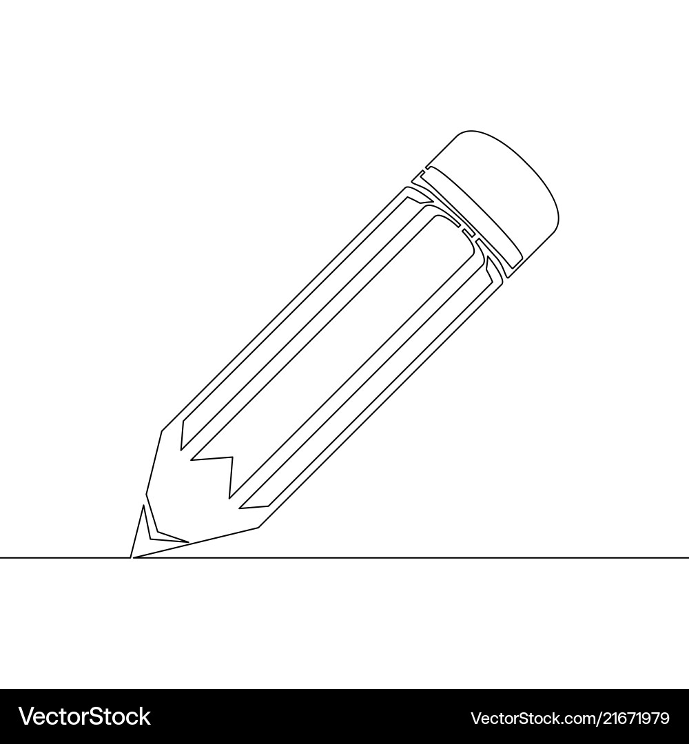Continuous one line drawing pencil Continuous one line drawing pencil vector image