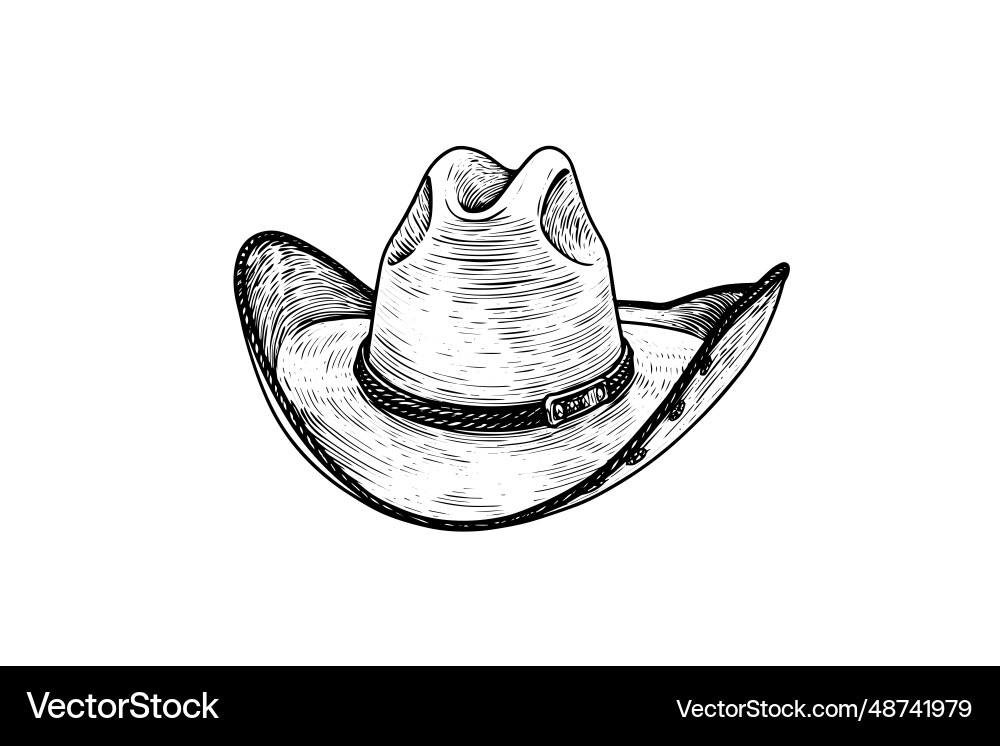 Cowboy or sheriff farmer hat in engraving style Cowboy or sheriff farmer hat in engraving style vector image