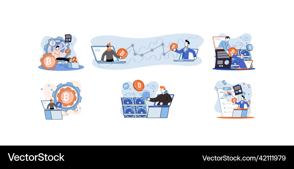 Cryptocurrency bitcoin mining metaphor blockchain Cryptocurrency bitcoin mining metaphor blockchain vector image