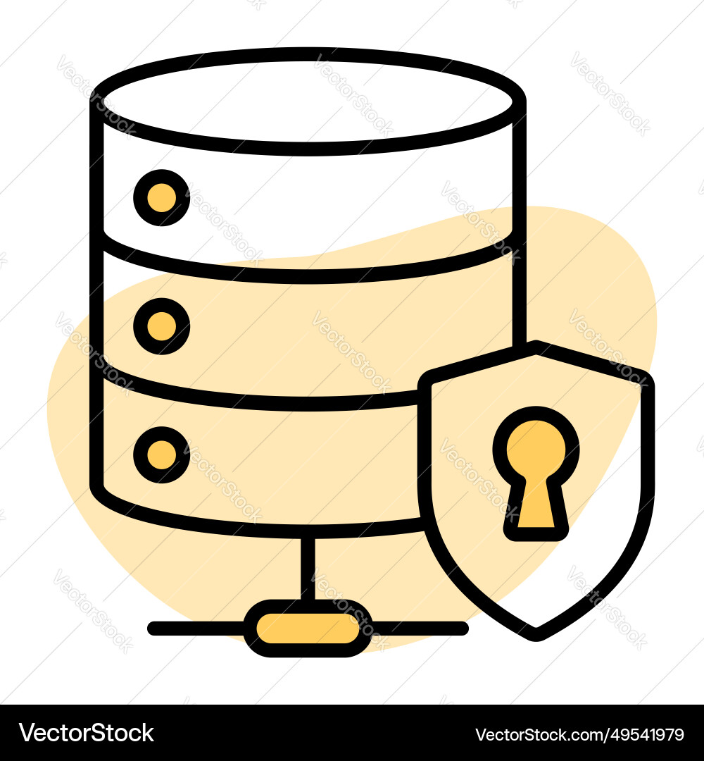 Data server with protection shield icon of secure Vector Image