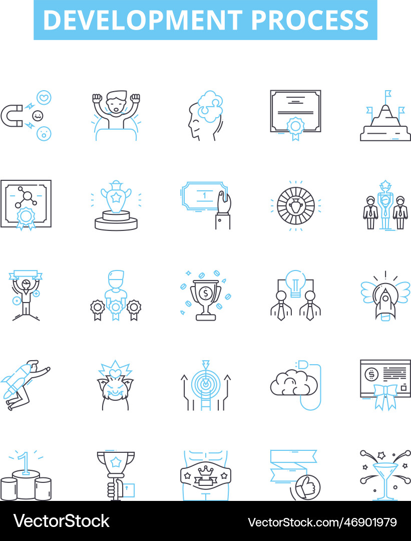 Development process line icons set vector image
