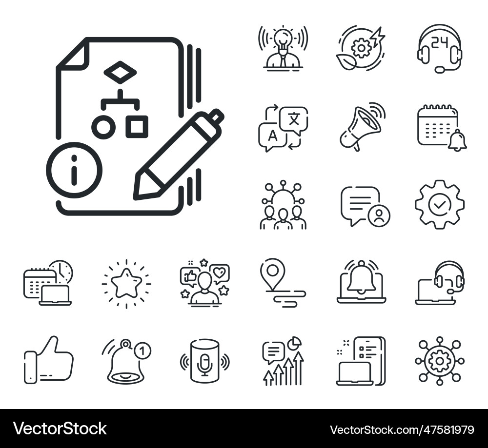 Documentation with algorithm line icon technical Documentation with algorithm line icon technical vector image