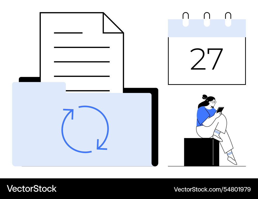 Dokumentenverwaltung mit Kalender und Person Dokumentenverwaltung mit Kalender und Person vektorbild