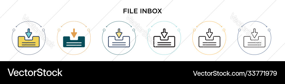 File inbox icon in filled thin line outline Vector Image