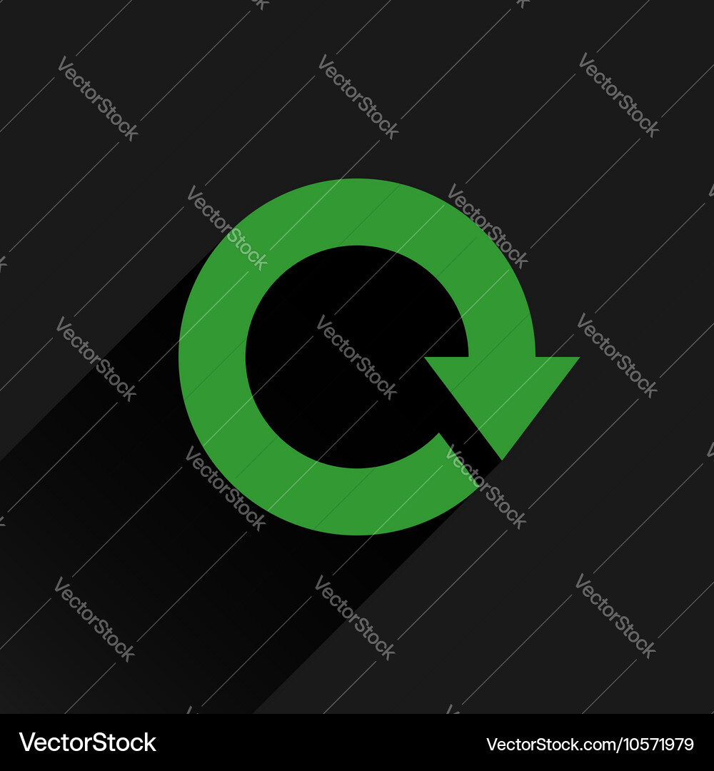 Flat green arrow icon rotation reset repeat sign Vector Image