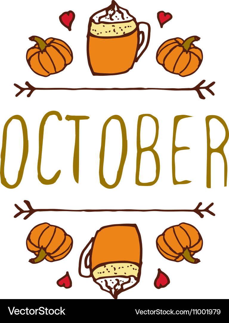 Handdrawn autumn element with text Vector Image
