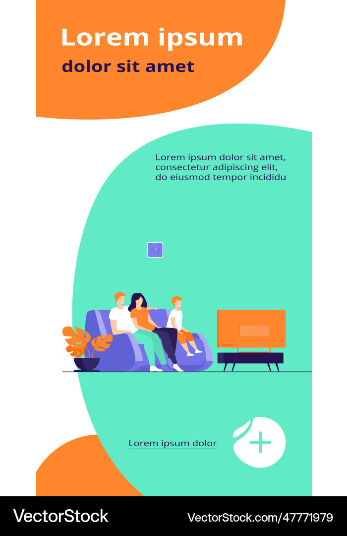 Happy family watching tv together Happy family watching tv together Vector Image