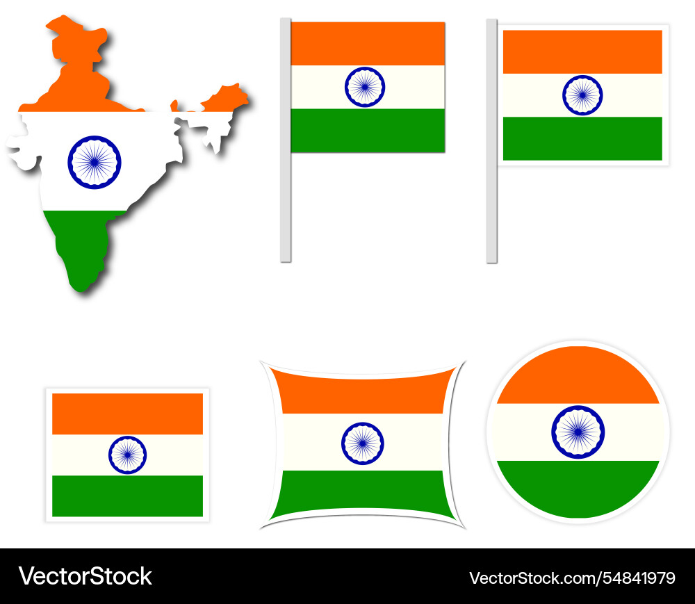 India flags on many objects India flags on many objects vector image