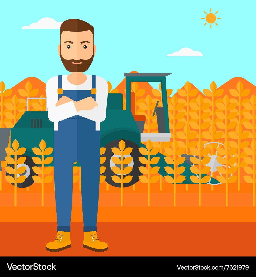 Man standing with combine on background vector image