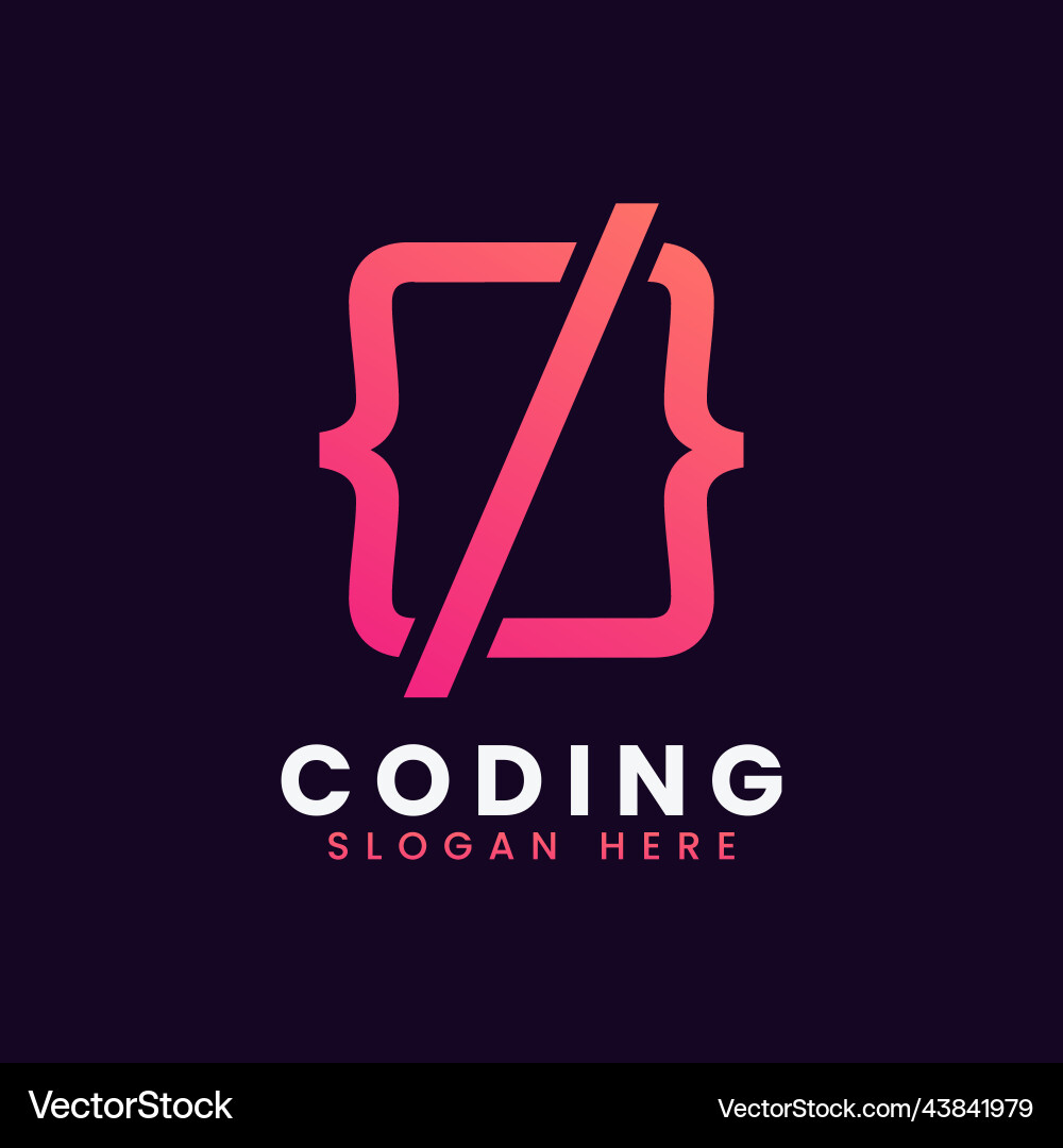 Modern computer programming coding logo design vector image