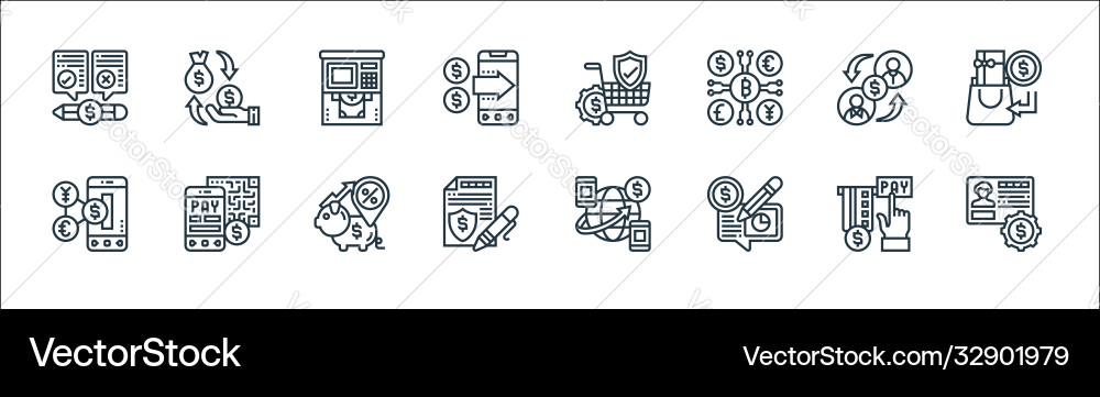 Payment element line icons linear set quality Payment element line icons linear set quality vector image